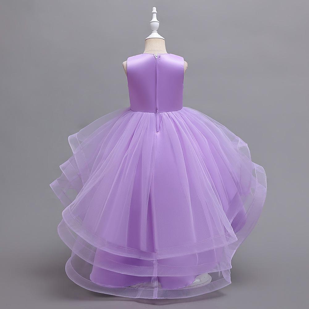 Abiti da cerimonia per bambine, abiti stile principessa con strascico, outfit da passerella per bambine, outfit da hostess, outfit per recital di pianoforte, gonne in tulle, abiti da sera