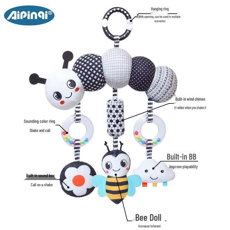Black & White Baby Mobile: Infant Stroller & Car Hanging Pendant for Newborn Visual Training.