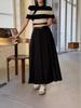 Women's Summer High-Waisted A-line Pleated Drape Skirt Suit