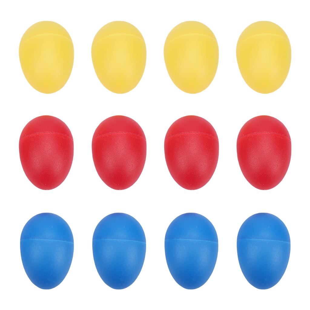 12Pcs Plastic Egg Shakers Percussion Instruments Easter Party 3 Colors Lightweight Educational Rhythm Tool for