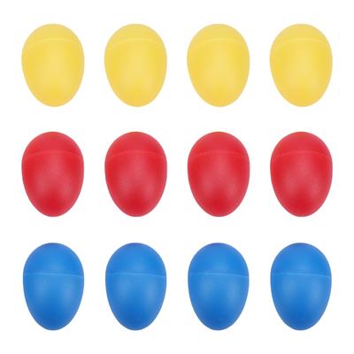 12Pcs Plastic Egg Shakers Percussion Instruments Easter Party 3 Colors Lightweight Educational Rhythm Tool for