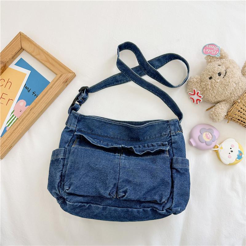 Trendige Koreanische Kinder-Denim-Umhängetasche Für Jungen Und Mädchen Mit Einzigartigem Design