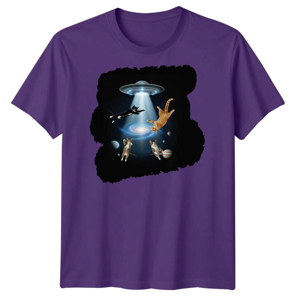 SciFi Alien Abduction Cats Ufo Unisexs TShirt Space Galaxy Graphic