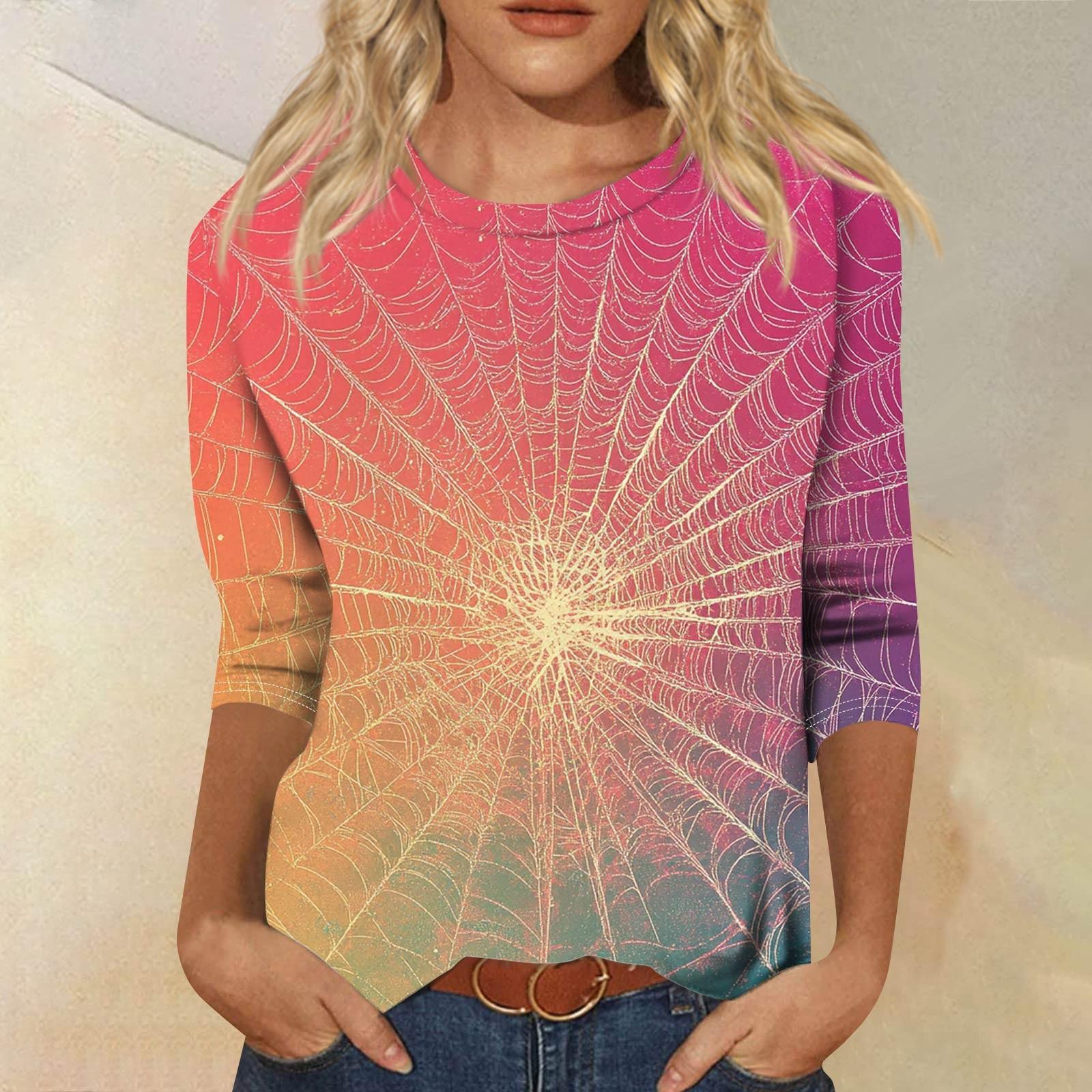 

Женская модная повседневная свободная футболка с круглым вырезом и рукавами 3/4 с принтом, женский топ M