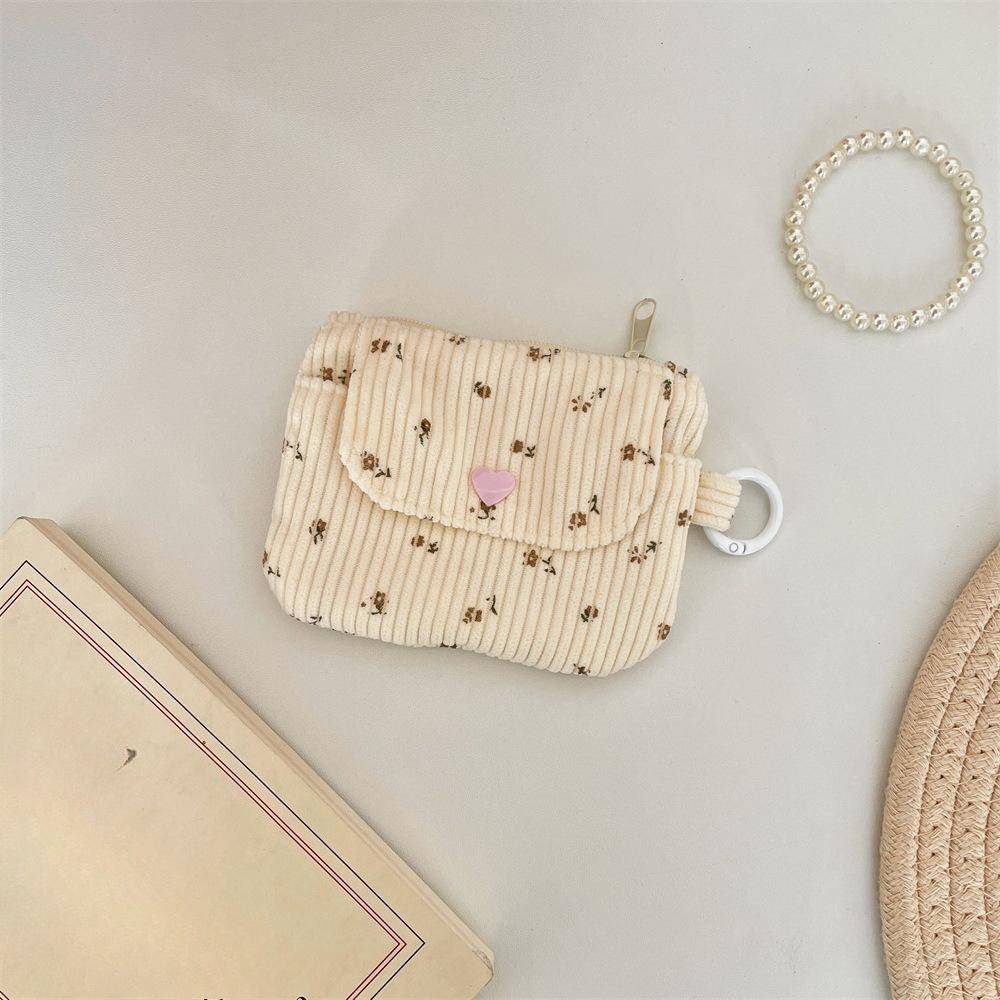 Kids Cute Corduroy Coin Purse with Key Ring Small Wallet Zipper Credit Card Holder