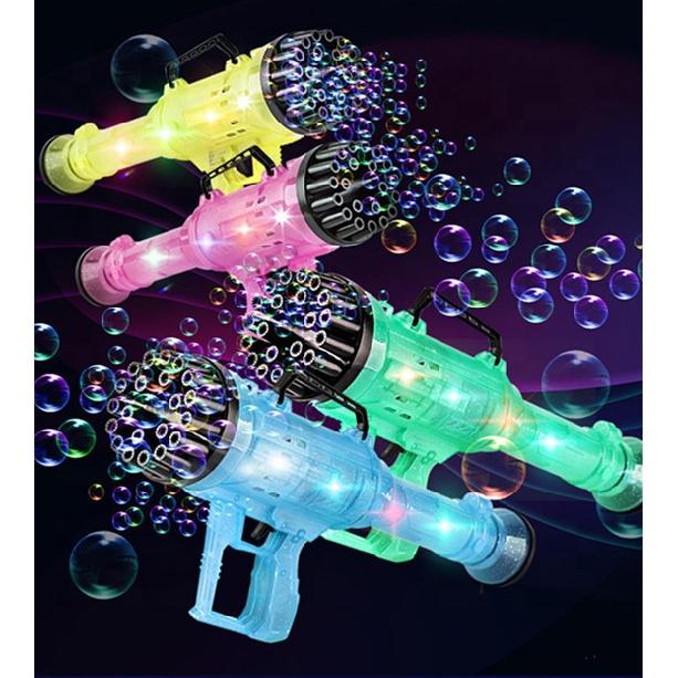 

Детские красочные фонари, 21 отверстие, пузырьковая машина, пистолет Гатлинга, игрушки, стрельба, летняя уличная игра