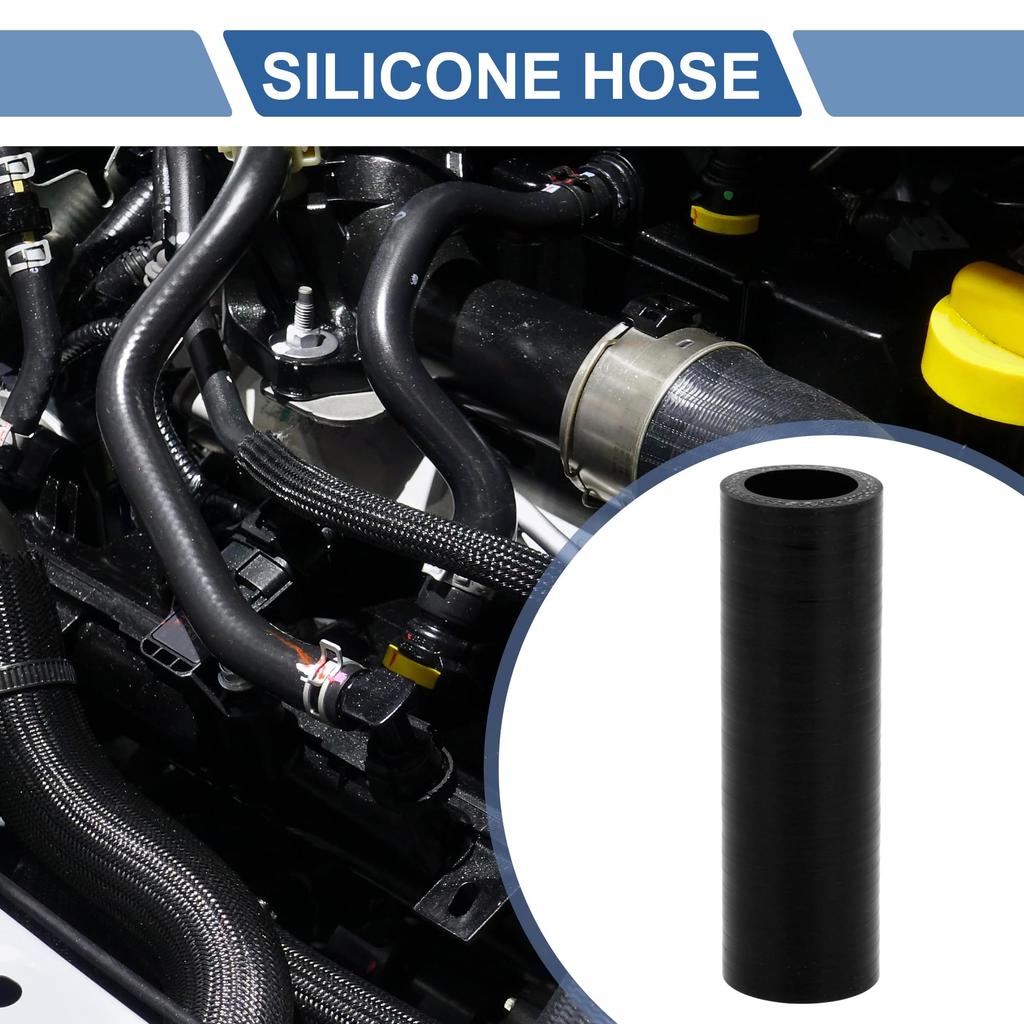 X AUTOHAUX Silicone Hose, Straight Silicone Tube, Black, Length 3.9 inches (100 mm), Inner