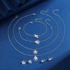 Copper Jewelry Women'S Light Luxury Simple Style Zircon Necklace Earrings Bracelet Ring Four-Piece Set