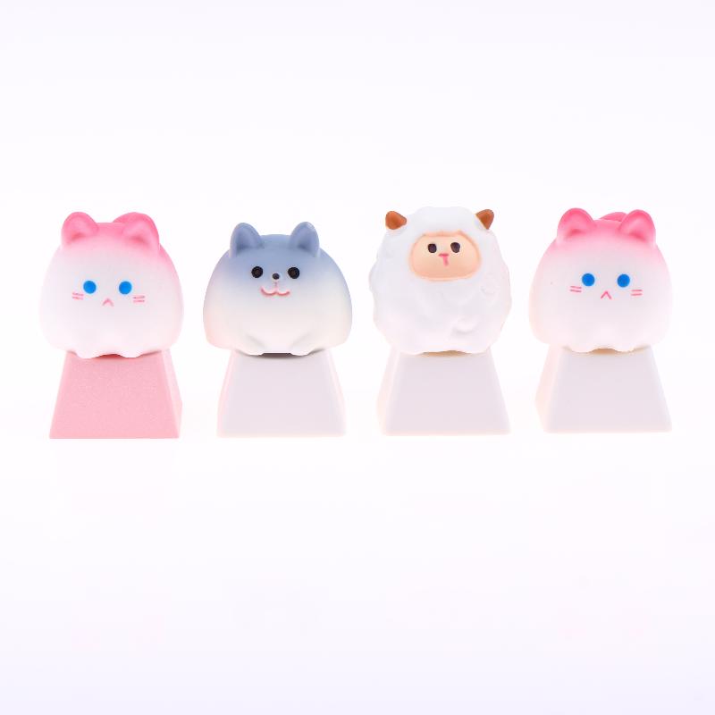 Capac de tastă cu animal 3D drăguț de desene animate, capace pentru tastatură mecanică, capac de tastă cu înălțime OEM, accesorii kawaii DIY pentru tastatură, cadouri pentru fete