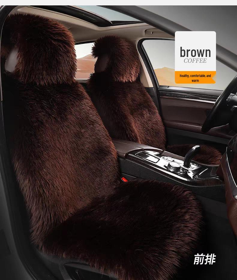 Universal Winter Plush Faux Sheepskin Car Seat Cushion with Backrest