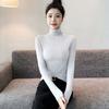 Women's Turtleneck Base Layer Top Long Sleeve for Spring and Autumn Inner Wear with Pile Collar Tight Fit Elegant Slim Fit Underwear