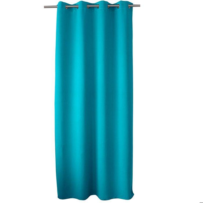 Rideau occultant uni avec 8 œillets turquoise 140x240 cm