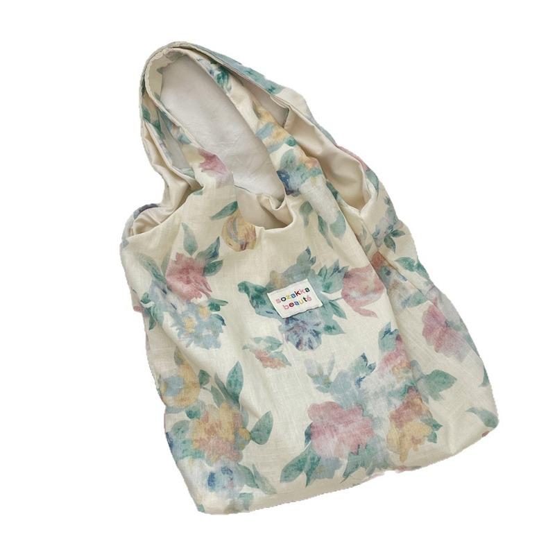 3 Summer Linen Flower Lace Shoulder Bag Women's Small Fresh Vest Bag Hand Bag Shoulder Splicing Cloth Bag