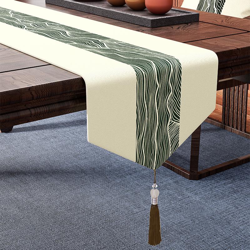 Chinese Style Coffee Table Table Flag Parlor Meal Tables Tassel Pendant Tea Waterproof High-end Long Tea Mat Cover Cloth