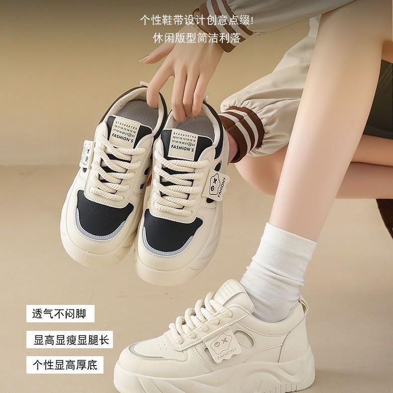 Bread women's shoes spring versatile casual niche original board shoes student sports thick sole heightening little white dad women's shoes