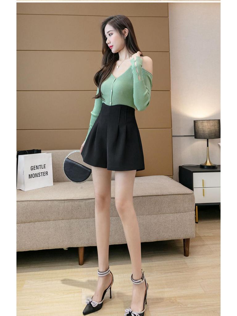 2024 A/W Plus Size High-Waist Wide-Leg A-Line Bootcut Shorts for Women