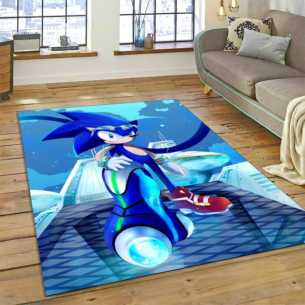 Game Anime 3D S-Sonic Cartoon Carpet Rug for Bedroom Living Room Home Sofa Decoration,Children Game Large Decor Floor Mat Gift