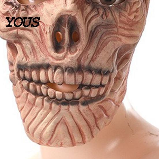 Dark Atmosphere Cosplay Scary Halloween Masque, Horror Full Face Latex Masque Breathable for Costume, Party, Haunted House Prop Realistic Skeleton