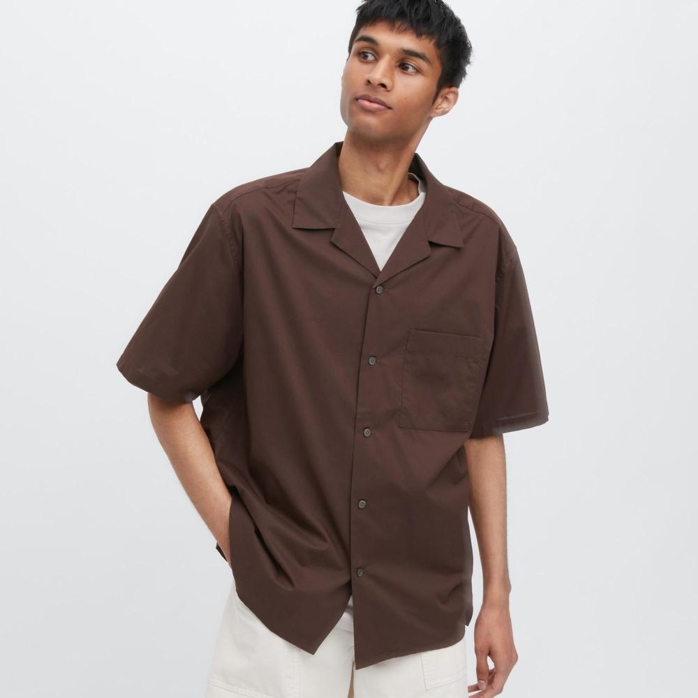 Chemise Hawaïenne Uniqlo Homme Manches Courtes – Rayonne Bleue Motif Palmier – Taille M