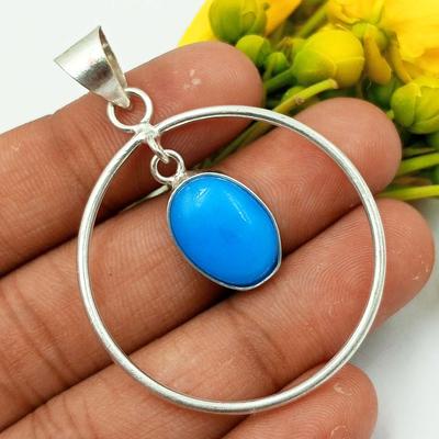 Calcédoine Pierre Précieuse Plaqué Argent Sterling 925 Pendentif Quity Bijou PQY-IJ11721