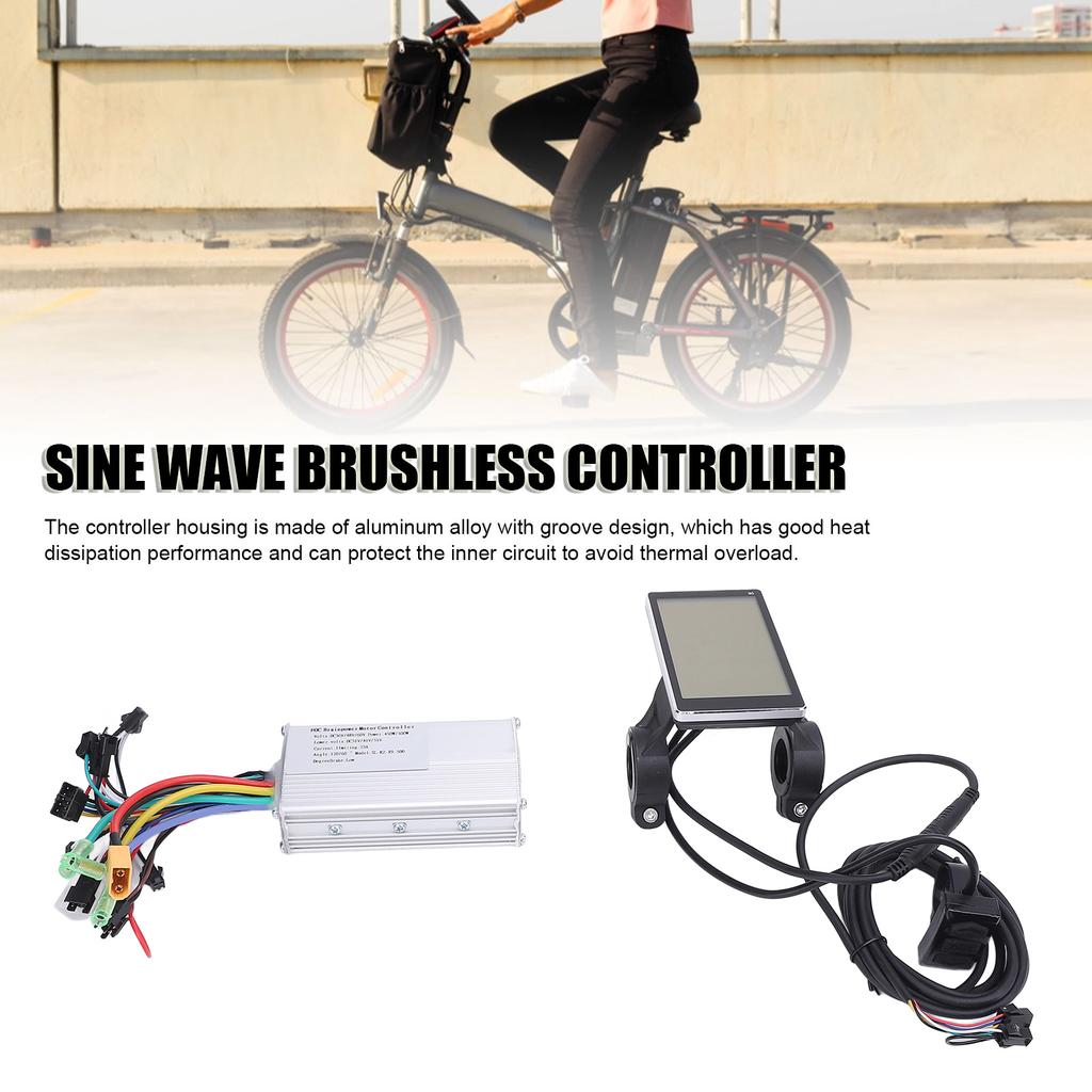 36V 48V 60V 450W 500W Sine Wave Brushless Controller M5 LCD Display Panel Kit Brushless Motor Speed Controller Replacement for Upgrading