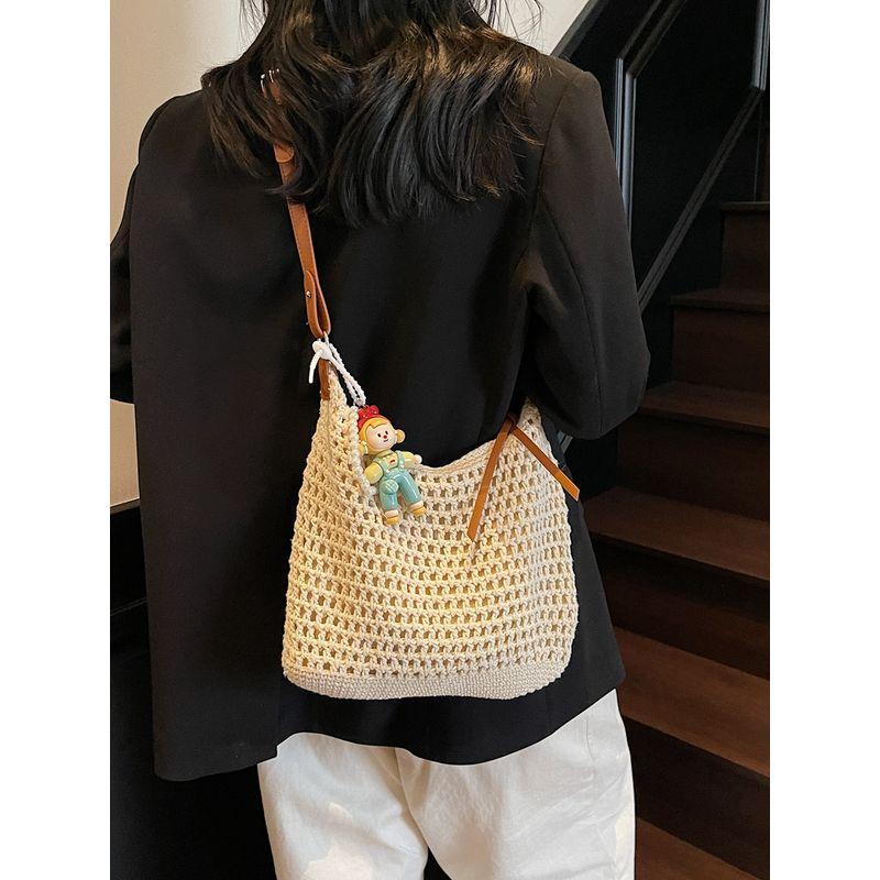 Handmade Cotton Braided Bag Female Summer 2025 New Arrival Casual Commuter Shoulder Bag Seaside Holiday Crossbody Beach Bag