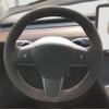 Benutzerdefinierte DIY Auto Lenkradbezug Kohlefaser Wildleder Leder Für Tesla Model 3 2017 2018 2019 2020 Auto Innenzubehör