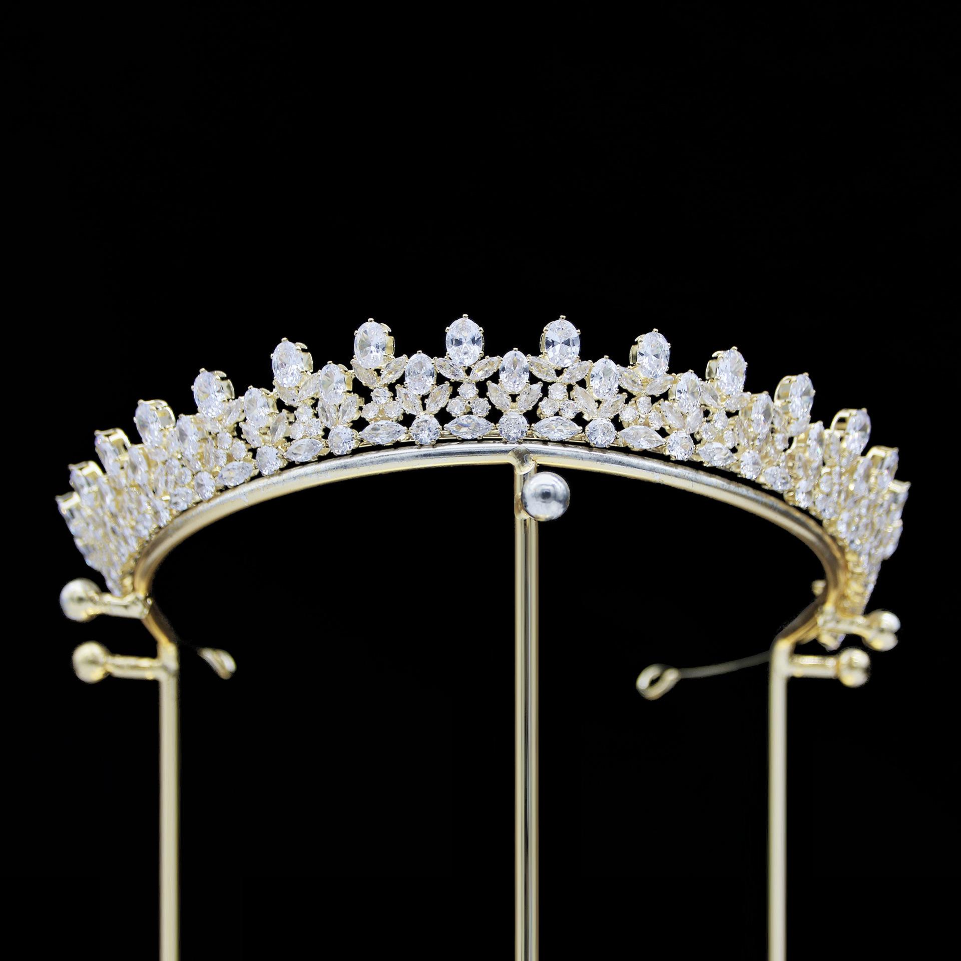 Новая европейская и американская циркониевая свадебная корона-украшение для головы, металлическое гальваническое покрытие, корейский стиль, бриллиантовая корона, свадебные аксессуары для волос