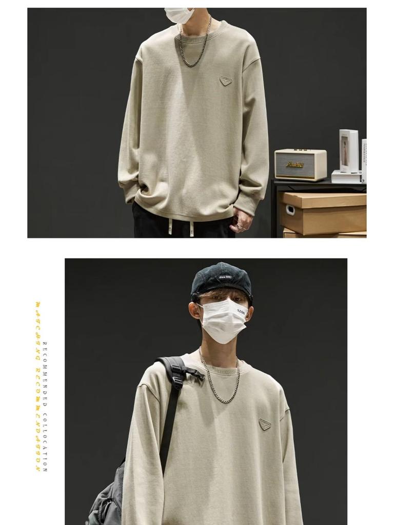 Herren Hoodie mit Rundhalsausschnitt - Neue Herbst/Winter Amerikanische Trendmarke, Lockerer Schnitt, Ohne Kapuze, Lässiges Oberteil