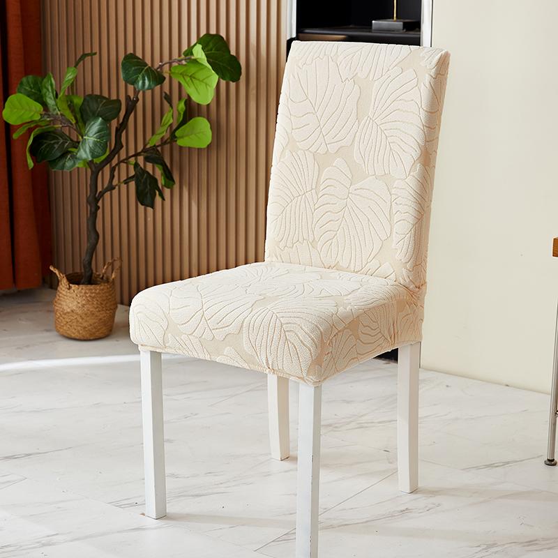 1pc Solid Color Jacquard Dining Chair Covers Elastic Non-slip Dining Seat Slipcovers Anti-dirt Dustproof Chair Cases for Wedding