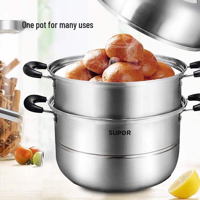 SUPOR 30cm Double-Layer 304 Stainless Steel Steamer Pot