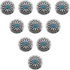 5/10pcs Decorative Leather Craft Western Vintage Turquoise Metal Round Concho Button Screw Back (Green, 10pcs)