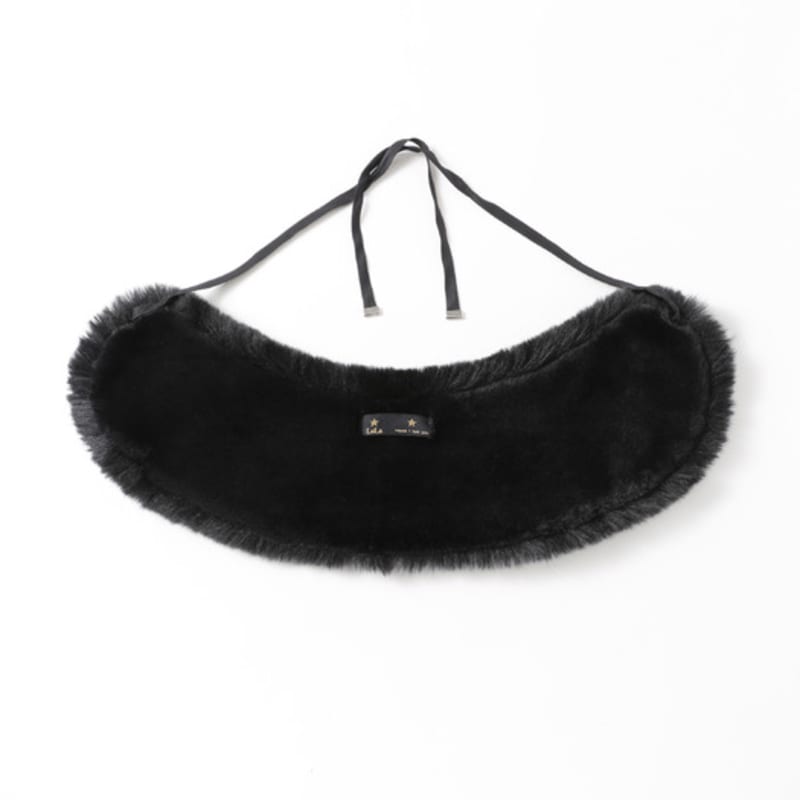 LALA Fur Ribbon Color Scarf - Black