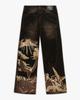High-quality European and American Vescartes jeans, vintage heavy industry embroidered wide-leg cherry blossom jeans for men and women