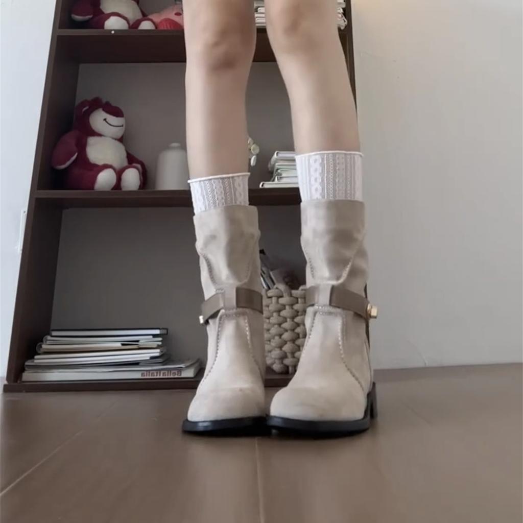 Yueyu retro premium small short boots for women 2025 autumn and winter new British style versatile thick-soled Martin boots western boots for women