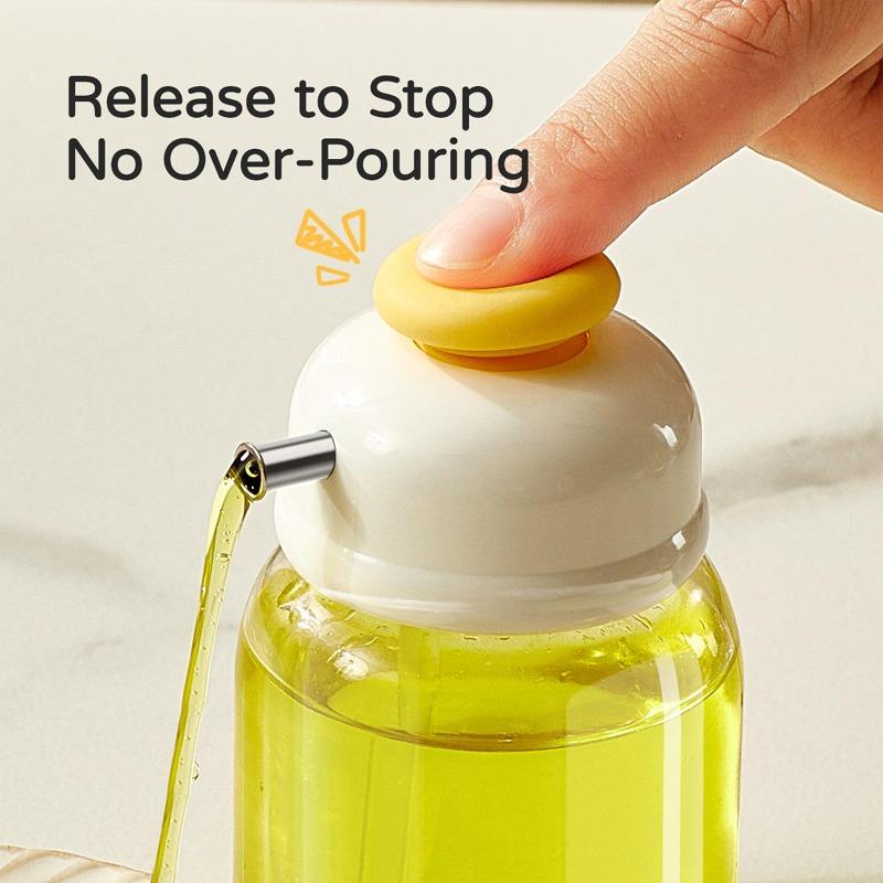 Press-top Glass Oil Bottle,Soy Sauce And Vinegar Condiment Bottle,Home Kitchen Spice Metered Oil Control Bottle