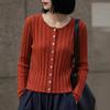 2026 Autumn Women's Round Neck Knit Cardigan Sweater Korean Style Button-Up Outerwear Top