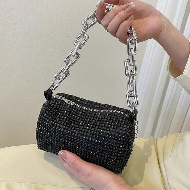 Eimerbeutel ganz mit Strasssteinen, Glitzerkette Ballhandtasche, Damen Mini Umhängetasche (6,3*3,54) Zoll
