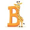 Plakat Śmiejąca Się Żyrafa Przy Literze B Plakat Śmiejąca Się Żyrafa Przy Literze B, 30X40 Cm, Rama Aluminiowa Czarna, Papier Matowy 230 Gsm