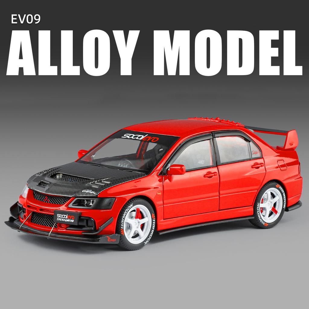1/24 Mitsubishi Lancer Evolution IX EVO Modified Car Alloy Car Model Sound and Light Children's Toy Collectibles Birthday Gift