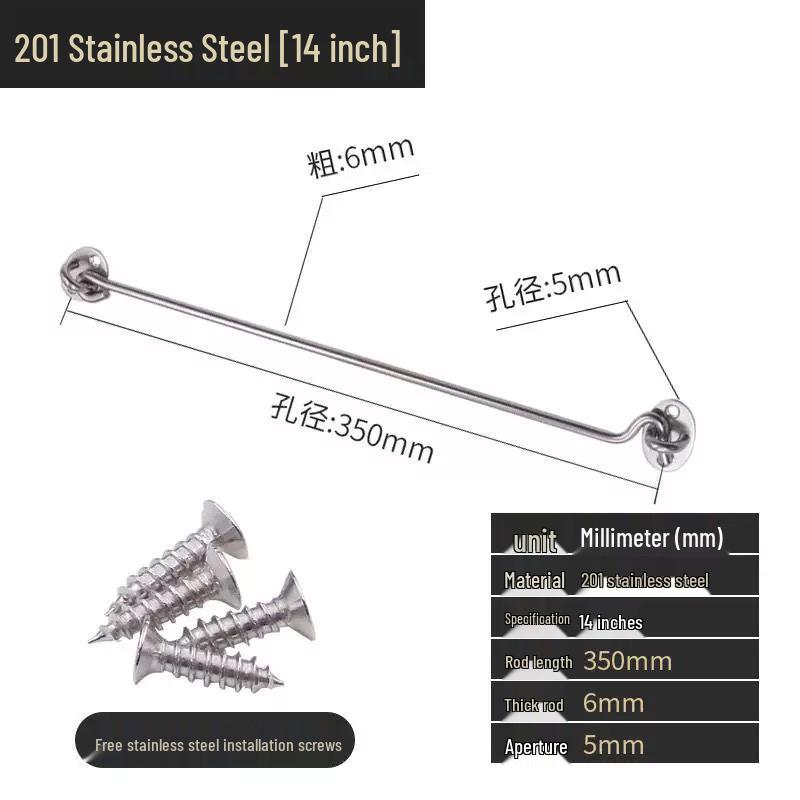 Black Stainless Steel Wind Stay Hook for Windows and Doors