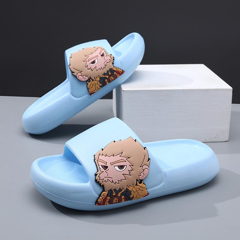 Cartoon Style Black Myth Wukong Kids Slide Sandals For Boys Summer Soft And Comfortable