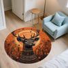 Vintage Sunset Deer Head,Round Area Rug,Carpet Rug for Living Room Bedroom Sofa Playroom Decor,Non-slip Floor Mat