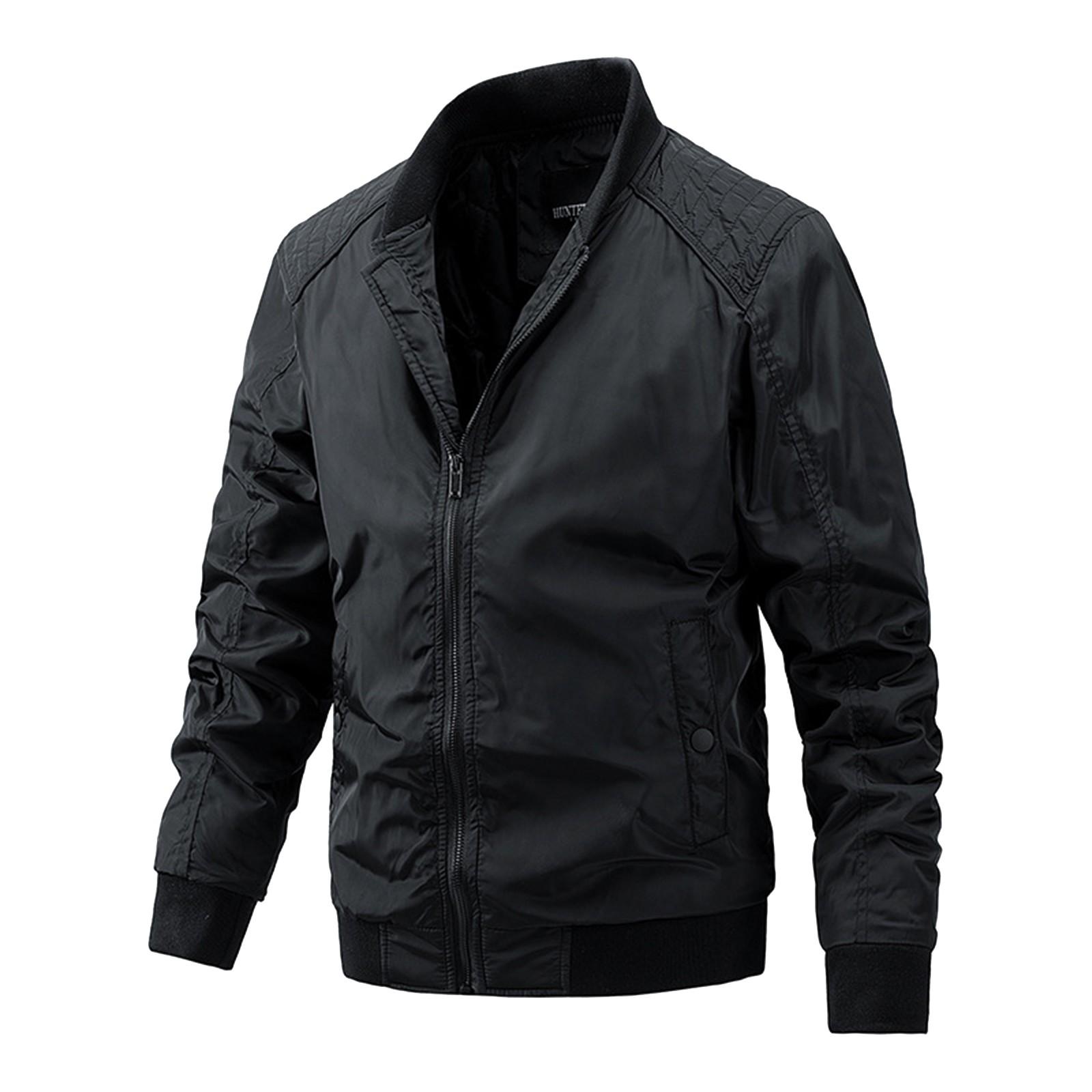 

Зимняя мужская куртка-стойка с воротником-стойкой и хлопковой курткой, повседневное трендовое пальто для мужчин XXL чёрный