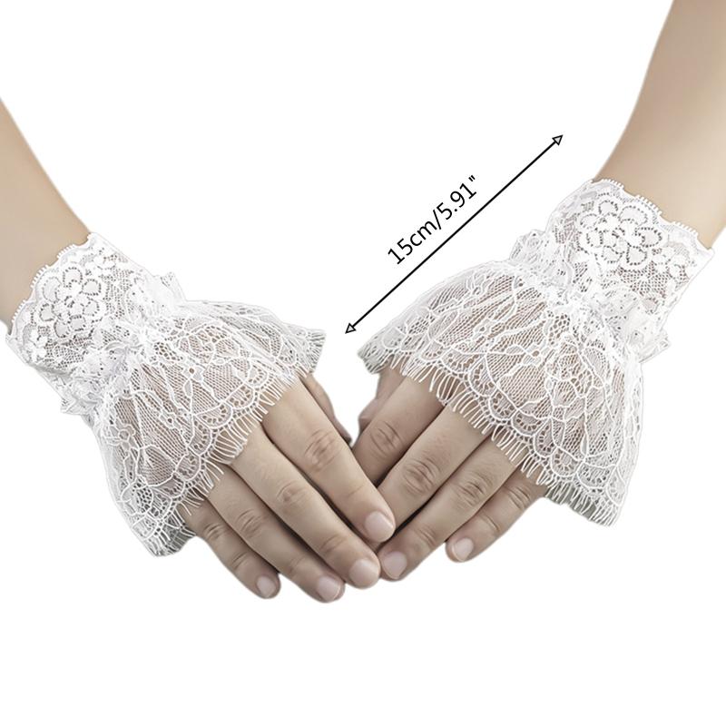 Elastic Pleated Horn Cuff Detachable Lace Hollow Hook False Sleeves Wrist Cuffs Sweater Decoration Shirt False Sleeve