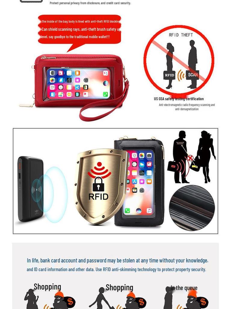 RFID Anti-Theft Touchscreen Crossbody Wallet & Mini Women's Shoulder Bag