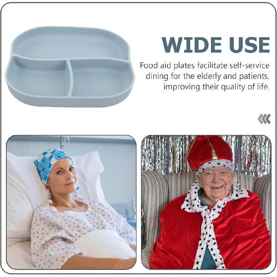Silicone Divided Plate with Suction Cup Adaptive Food Tray for Elderly and Patients Safe Food-Grade Silicone Anti-Spill Design Flexible Compartments