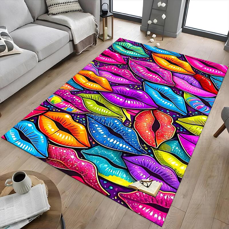 1PC Lips Colorful Extra Large Non Slip Floor carpet, Office, family, Studio Large Area Rug Indoor Rugs, Bold Statement Piece