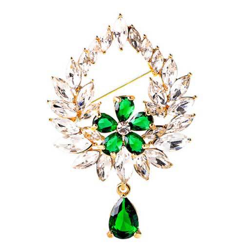 

Сезонный темперамент хрустальная гирлянда брошь женская корейская микро печать цветная капля воды брошь женская булавка аксессуары зелёный