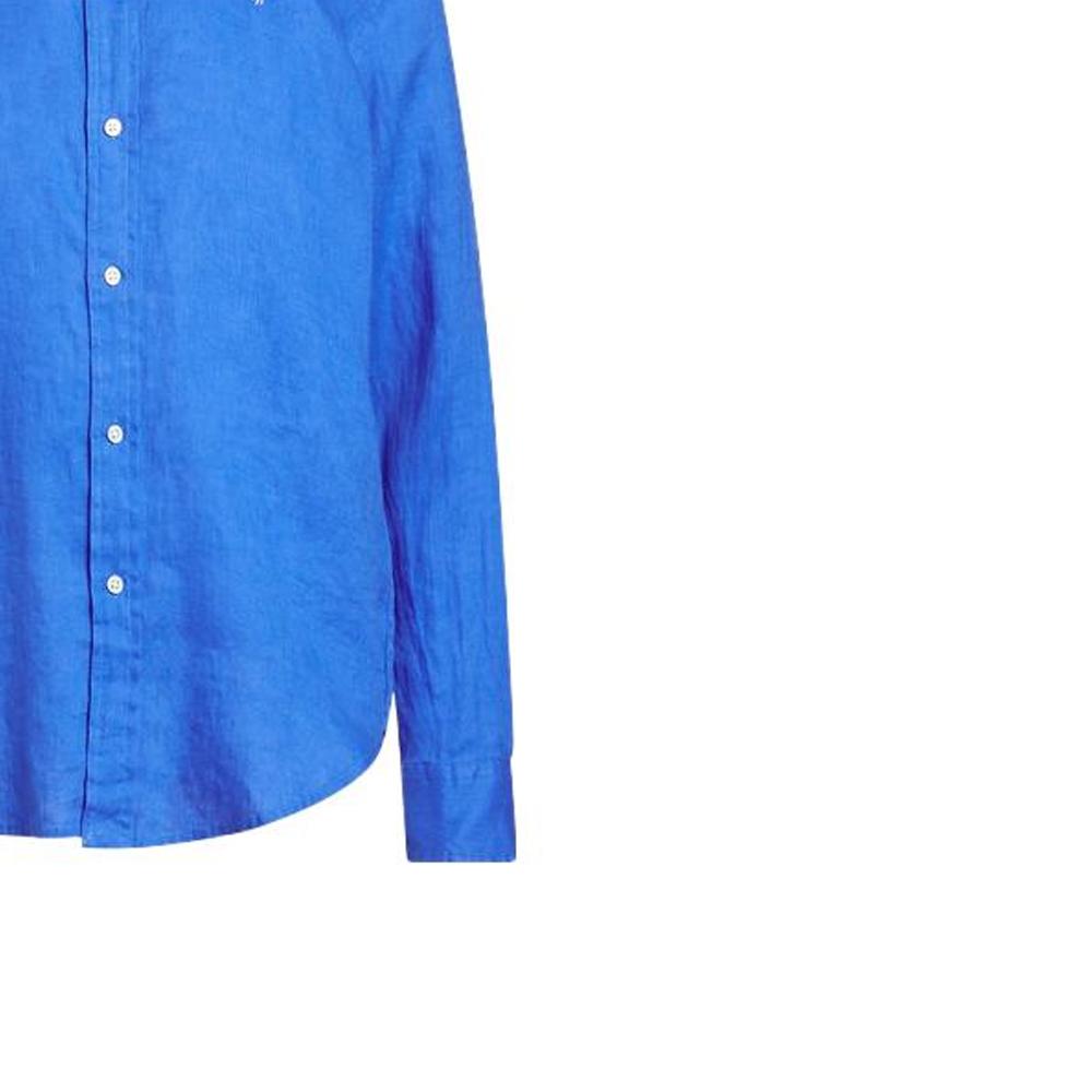 Polo Ralph Lauren SS23 Solid Color Logo Embroidered Single-Breasted Shirt Women Shirts Blue WMPOSHTNDO20441-400